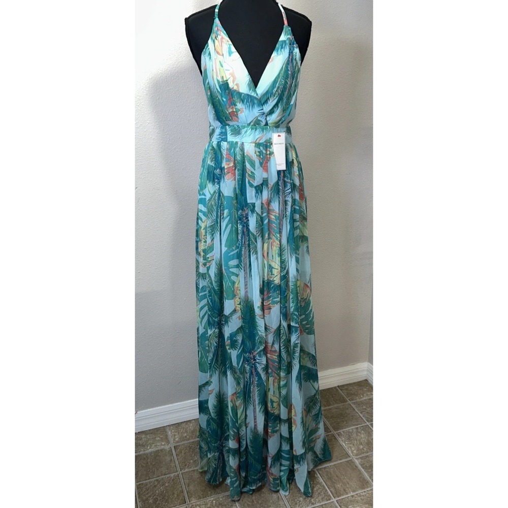 Ever After Maxi Dress Women's Small Light Blue Floral Tropical Bean Cruise Vacay